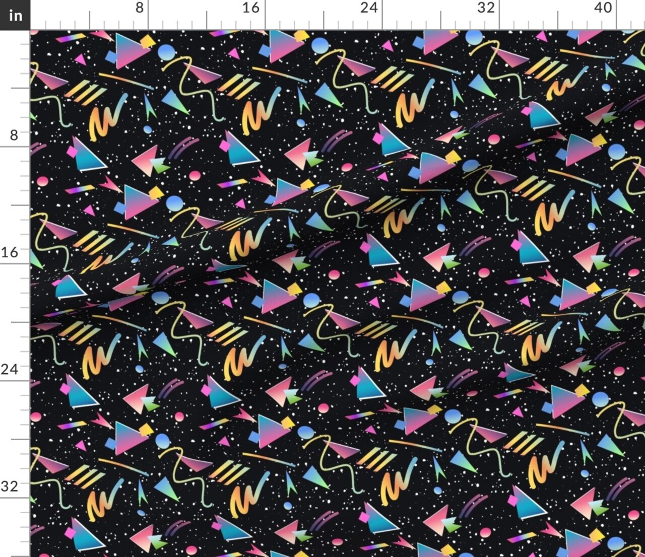 Rosetipitinodesigns 1980S Eighties Retro 80S Vintage Glam Party Music Black Neon Trendy Home Decor Custom Printed Fabric by Spoonflower Various Fabrics by the Yard or Fat Quarter